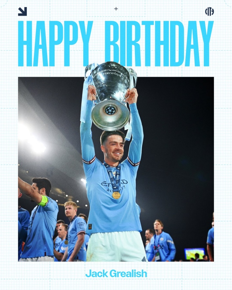 开云体育-曼城祝格拉利什30岁生日快乐，球员为蓝月出战157场17球23助